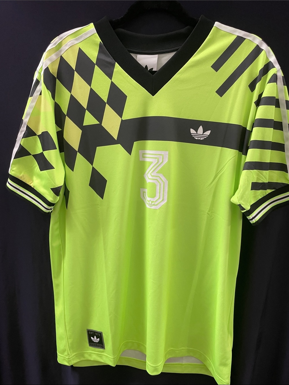 adidas Neon Green and Black Graphic Soccer Jersey